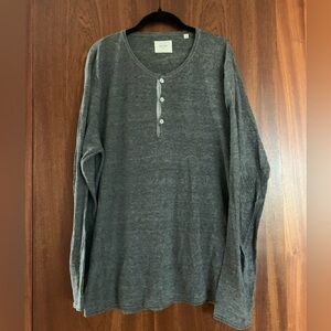 Billy Reid Gray Long Sleeve Henley XL